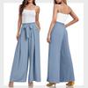 Women High Waist Pleated Loose Wide Leg Casual Summer Long Pants