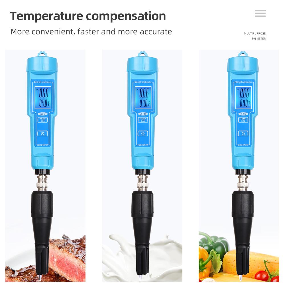 PH-61181 Digital PH Meter Acidimeter Analyzer Water Quality Tester Replaceable PH Probe for Soil Cheese Creams Meat Milk