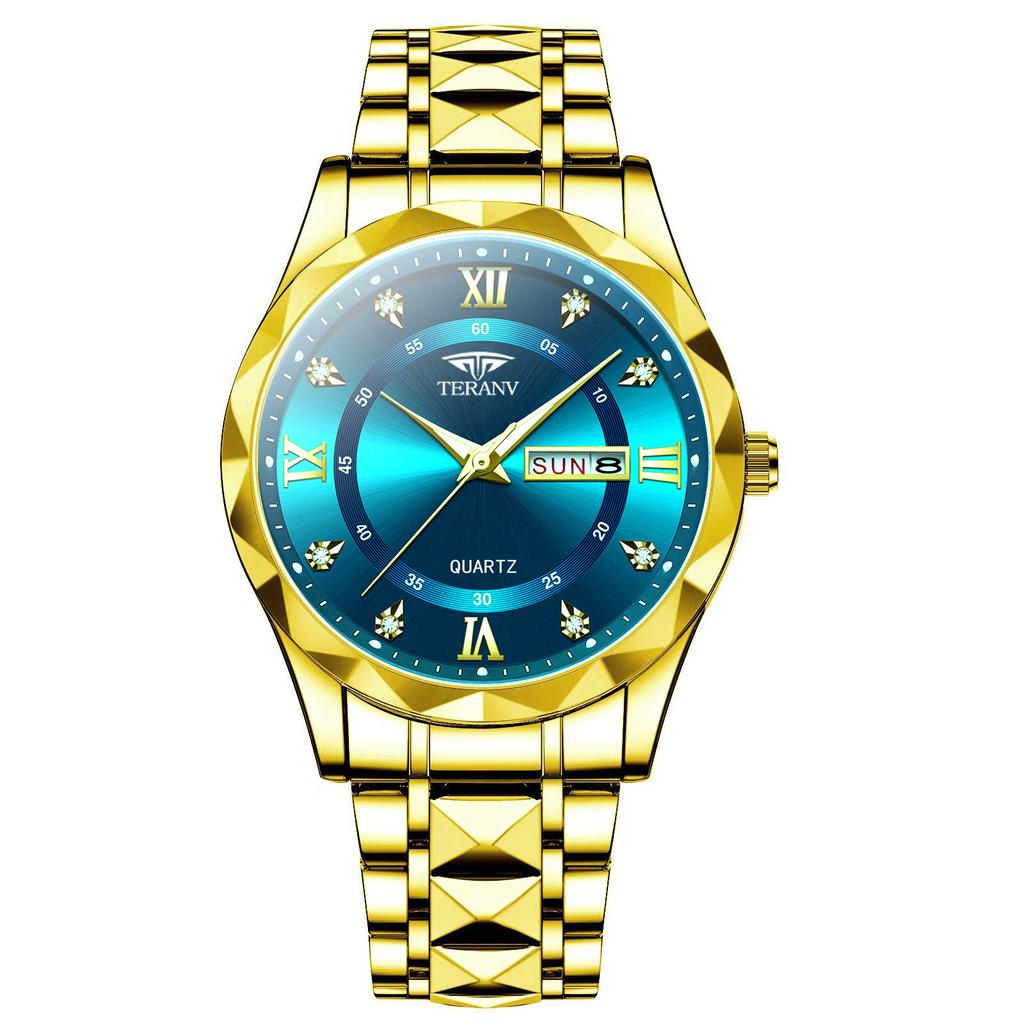 CQ429 Lässige Herrenuhr Kalender rautenförmig leuchtend wasserdicht einfache Quarzuhr Geschäftsuhr Geschenkuhren für Männer
