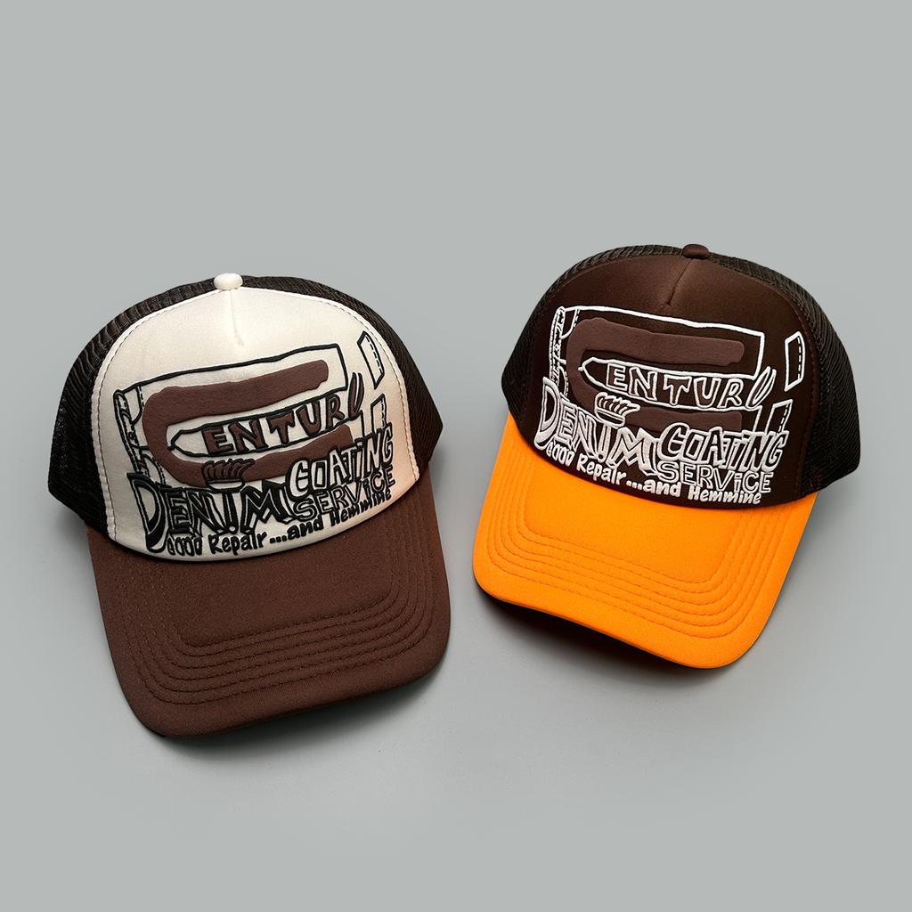 Amerikanischer Stil 3D-gedruckte Buchstaben Baseballkappen Neu Unisex Sonnenschutz Persönlich Atmungsaktiv Farbblock Vielseitig Netz Trucker Caps
