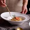 French Style White Ceramic Wide-Rim Pasta Plate