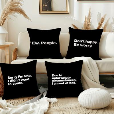Fashion Black Phrases Cushion Cover Pillow Cover Decoration Room Home Sofa Living Office Car Nordic Simplicity