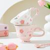 High Looking Cherry Blossom Goblet Souvenir Ceramic Girl Office Drinking Water Cup Breakfast Cup Elegant Cup