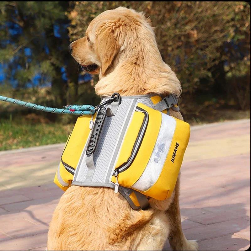 Large Capacity Dog training Backpack Harness Capacity Double Pack Reflective Adjustable Pet Chest Strap training storage collar
