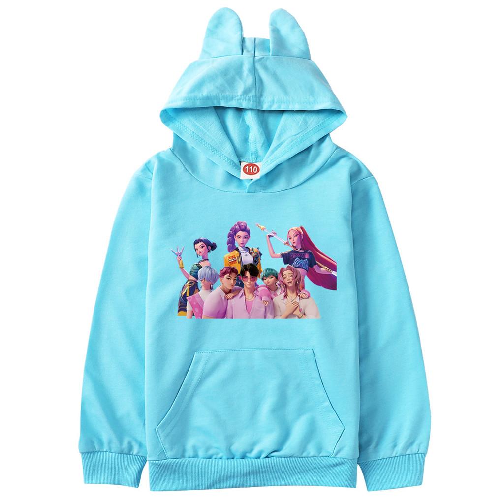 Kinder Mädchen Anime Cartoon K-Pop Rumi Zoey Mira Bedruckte Katzenohr Lässige Langarm Kapuzenpullover