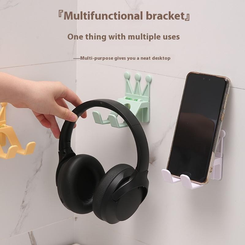 Crown Mobile Phone Holder Ornaments Punch-Free Bathroom Storage Rack Gaming Headset Game Controller Rack