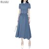 ZANZEA Women Short Sleeve Blouse and Midi Skirts Casual Two Piece Suit Sets