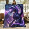 A Soft And Comfortable Digital Printed Blanket Featuring a Skin-Friendly Purple Dragon Design, Suitable for All Seasons, Perfect for Use On The Sofa, 