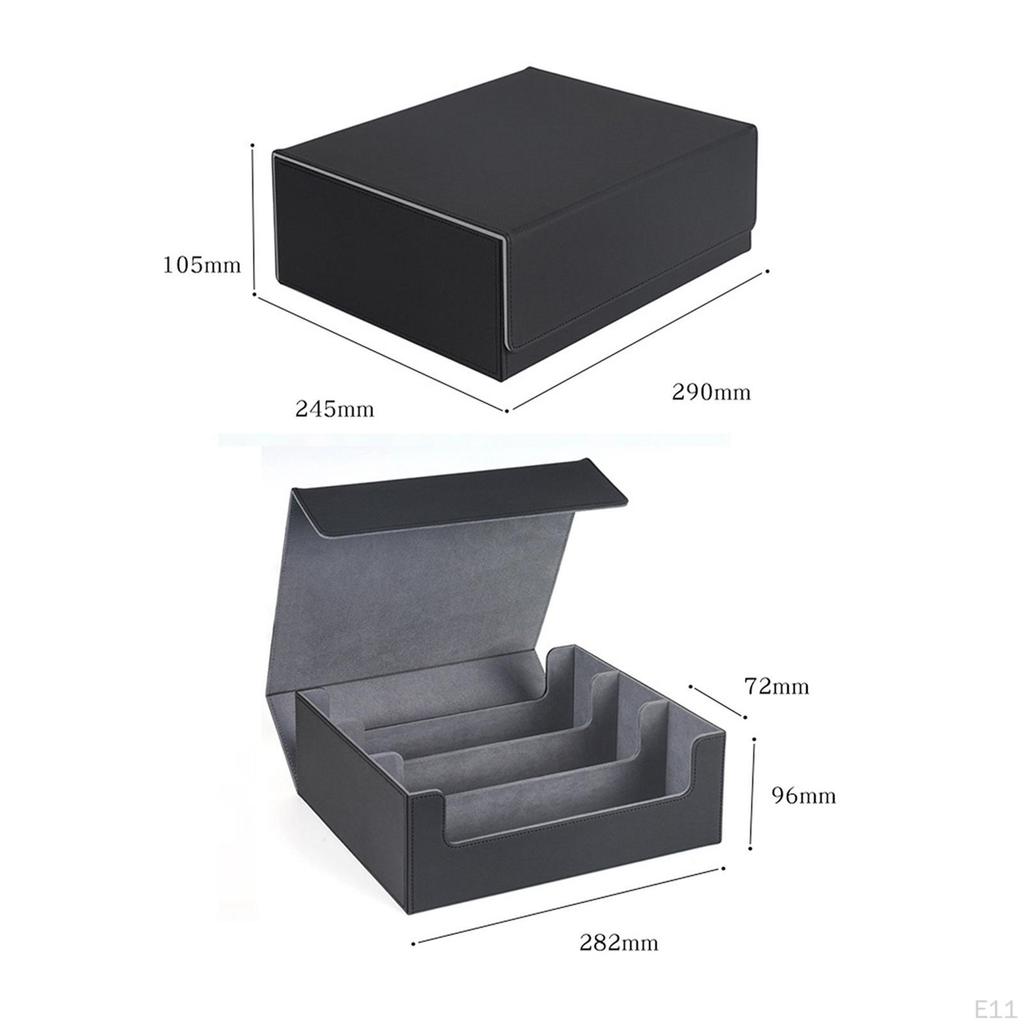 2 Pieces Card Deck Box Sport Cards Display Magnetics Closure with 8 Dividers Collectible