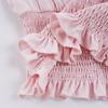 Spicy Girl Pink Lace Patchwork Ruched V-Neck Base Shirt