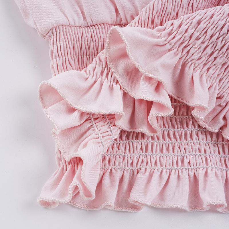 Spicy Girl Pink Lace Patchwork Ruched V-Neck Base Shirt