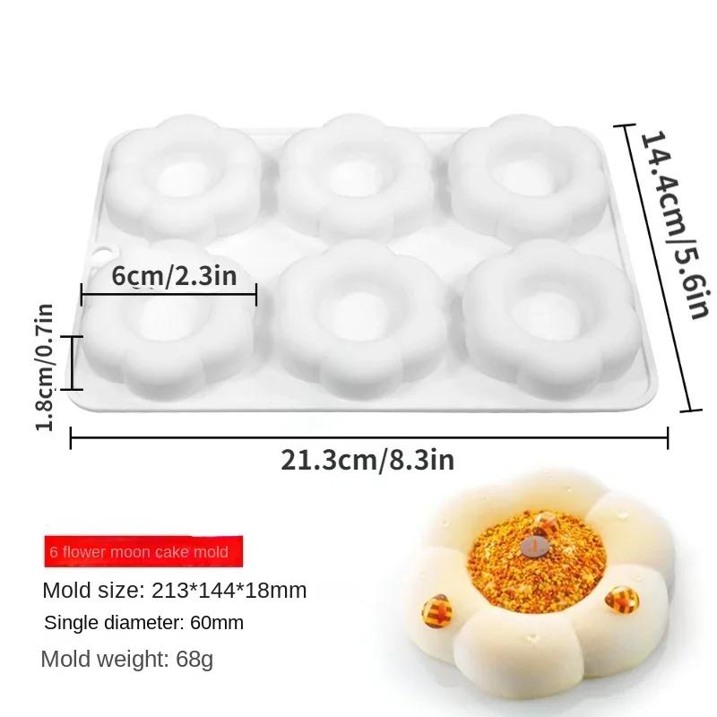 

6-Cavity Flower Shaped Donut Silicone Mold Fondant Cake Mold DIY Chocolate Baking Tools Cake Decorating Accessories Baking Pan