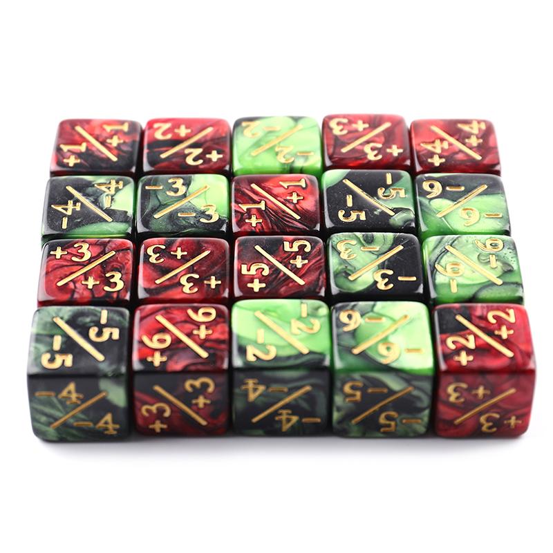 10 Stück 16 mm 6-seitige Würfelzähler +1/-1 Würfel Kinderspielzeug Zählwürfel für Spiel