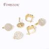 Fashion Shiny Cubic Zirconia Round Fastener Earring Clasps Hooks 18K Gold Plated Earring Hooks For DIY Women Ear Jewelry Making