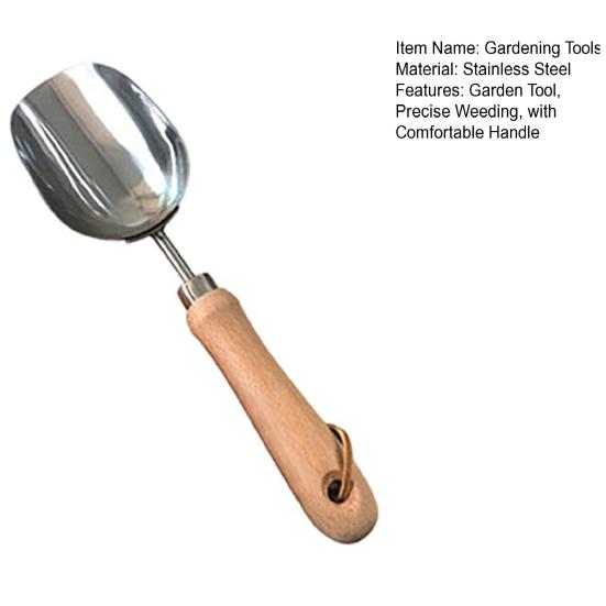 Gardening Weeding Tool Stainless Steel Precision Weeder with Durable Wooden Handle Easy Weed Removal Digging Tool for Balcony Yard