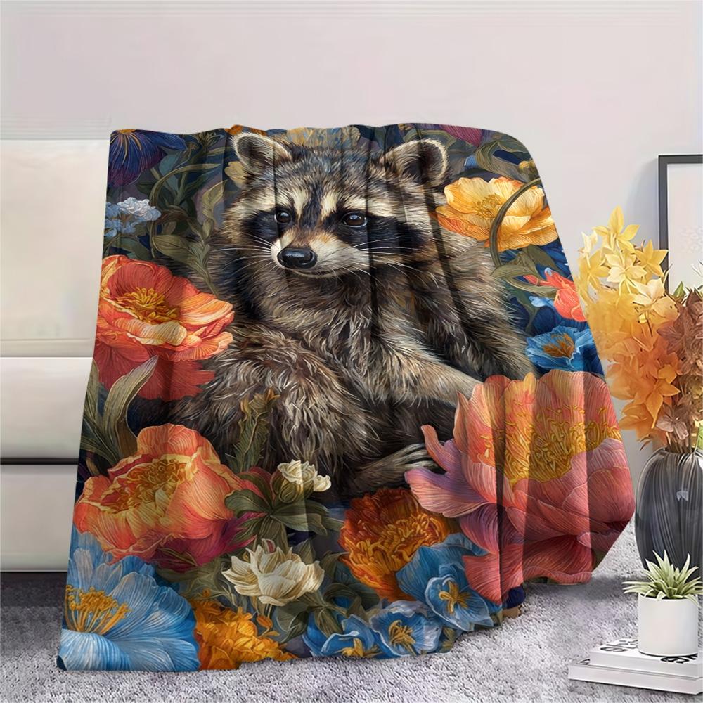 1PC Forest System Print FlAannel Blanket, High Quality Comfortable for All Seasons, Home Decor, Warmth and Comfort