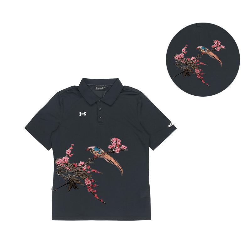 

Under Armour Поло с коротким рукавом с вышивкой сороки, унисекс, черное 21500537-001(TEAM702-3.1.38) M