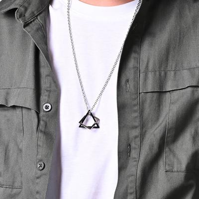 Yousheng Men Necklace Contrast Color Triangle Shape Hip-hop Style Retro Men Pendant for Daily Wear