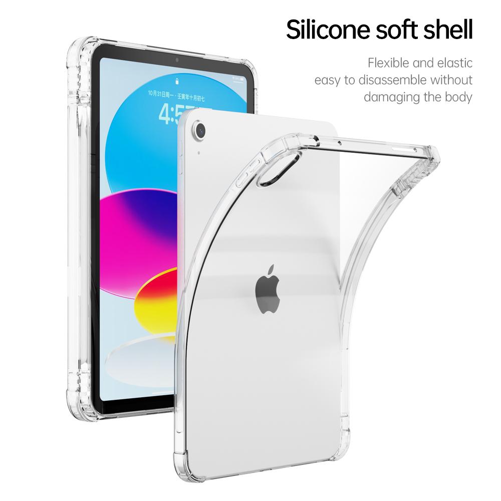 Capa transparente para ipad 10 10ª geração, capa traseira de silicone transparente para ipad 10.9 air4 air 5, à prova de choque, capa de proteção