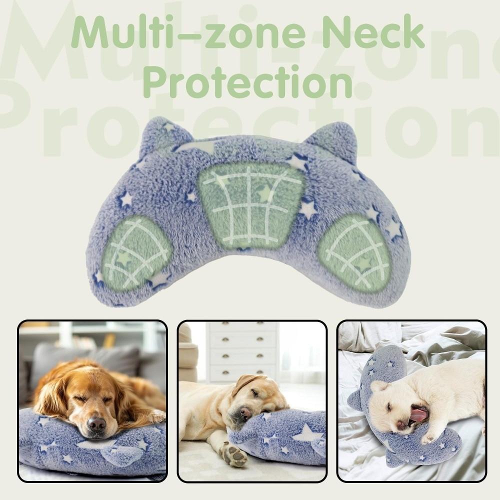 Plush Cat Glowing Pillow Moon Star Dog Sleep Mat Cartoon U-Shaped Pet Pillow  Indoor