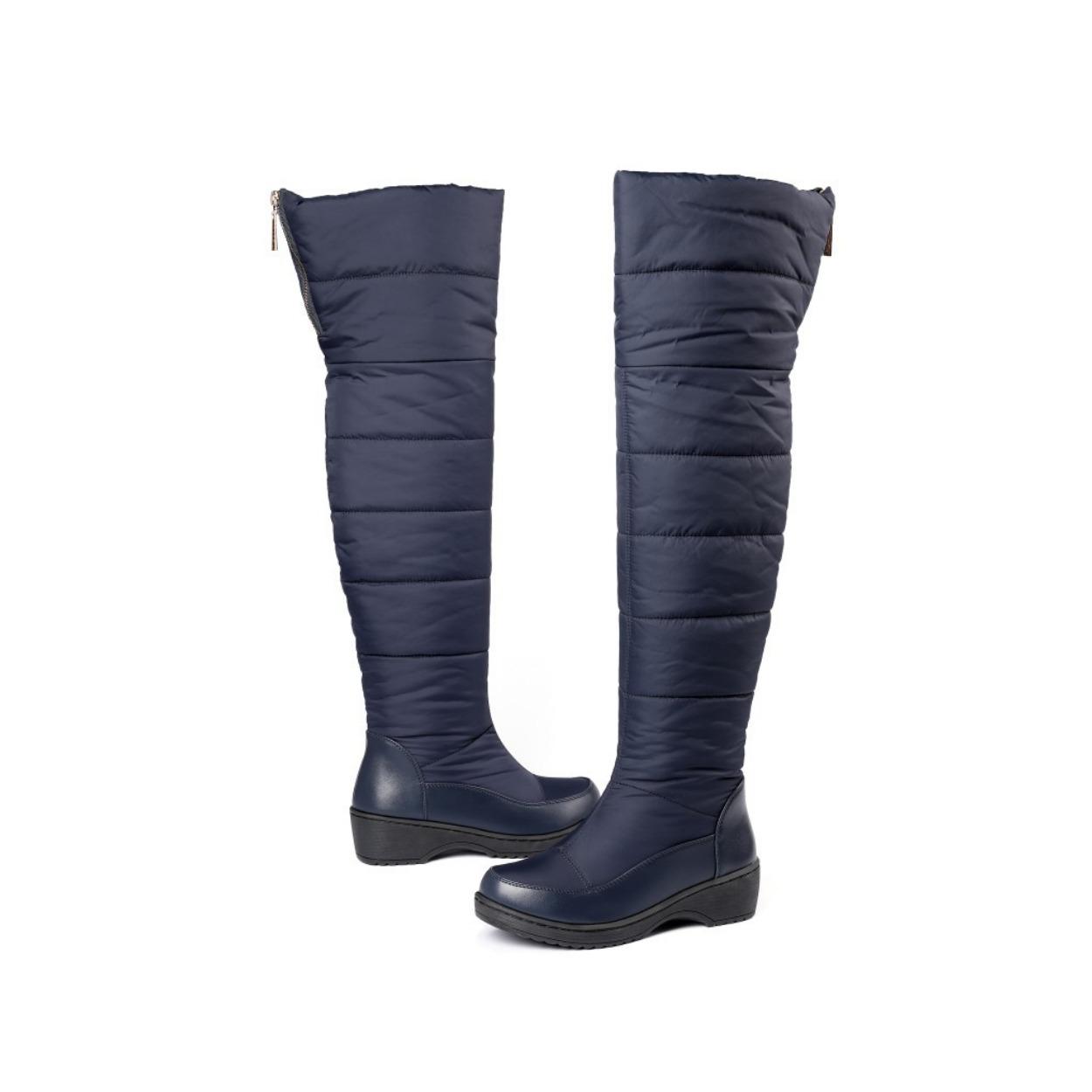 

Зимние пуховые сноубутсы Длинные сапоги Платформа Женские сапоги 40-44 Сапоги выше колена 39 синий