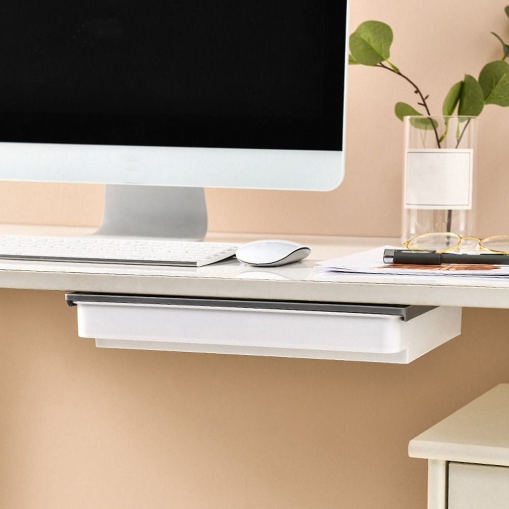 Invisible Under Desk Drawer Plastic Pencil Tray Durable Stationery Organizer  Bedroom