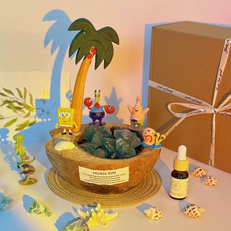 Coconut Tree Aroma Crystal Stone Gift Box - High-End Fragrance Diffuser Ornament for Birthdays