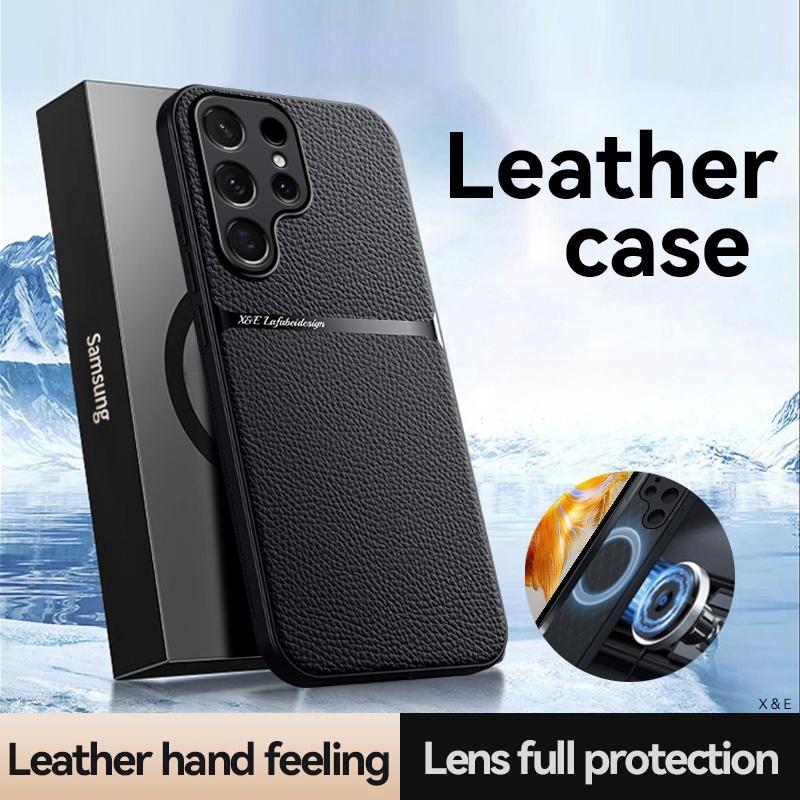 Leather Magnetic Case For Samsung Galaxy S24 S23 S22 S21 Ultra Plus FE A52 A52S A53 A54 A55 A34 A35 A25 M34 Silicone Soft Cover