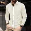 2025 Spring Men's Slim Fit Waffle Knit Zipper Pocket Lapel Cardigan Jacket - Trendy & Casual