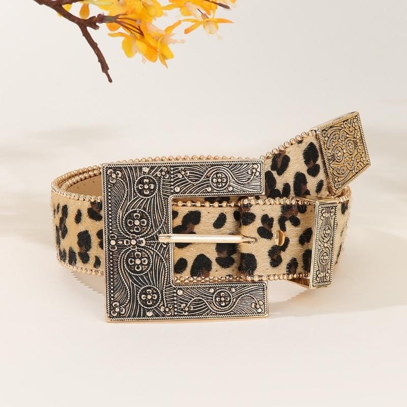 Blingbling Waist Belt for Street Dance Jean Belt Livehouse Punk Waist Chain Stunning Leopard Print Rhinestones