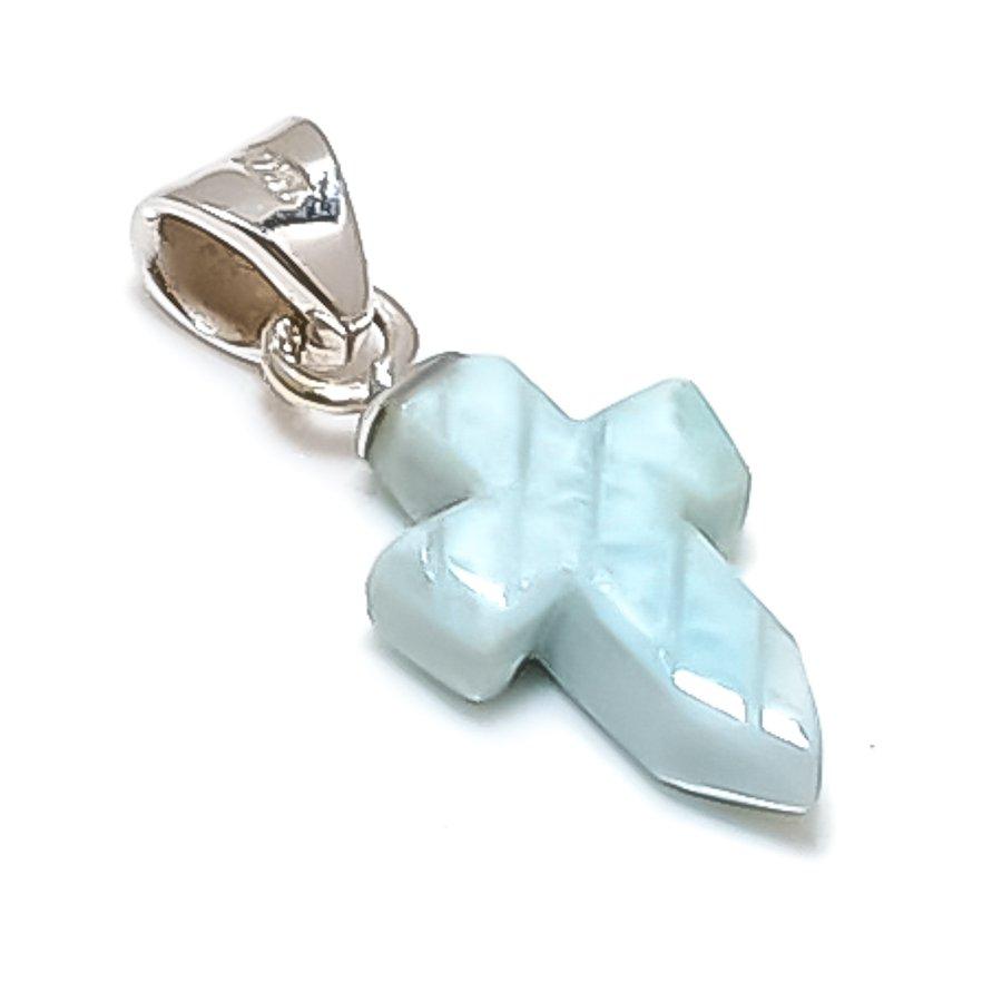 

Natural Larimar Gemstone Handmade 925 Sterling Silver Jewelry Pendant 1.02 l7v60