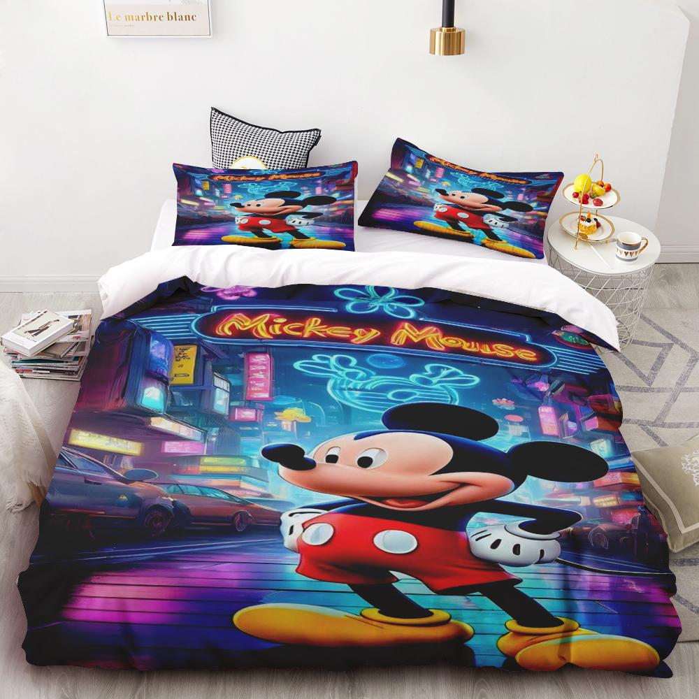 Mickey Cute Printed Cartoon Quilt Duvet Cover Set Bedding Twin 3-Piece 1 Children'S Queen/King Bed Warm Gifts Queen/King