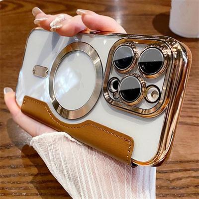 Modische Lederbeschichtung Magsafe Hülle für iPhone 17 16 15 14 12 11 13 Pro Max Magnetische Kabellose Ladung Transparente Silikonhülle Für iPhone 14 13 12