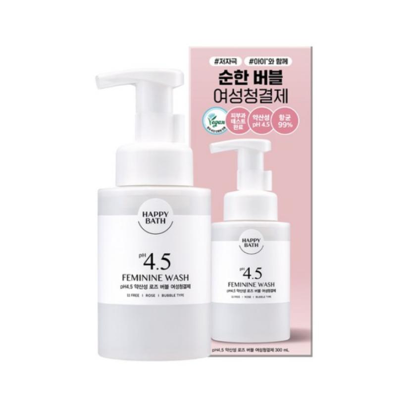 Happy Bath pH 4.5 Mild Acidic Rose Bubble Feminine Wash 300ml Gentle Intimate Care