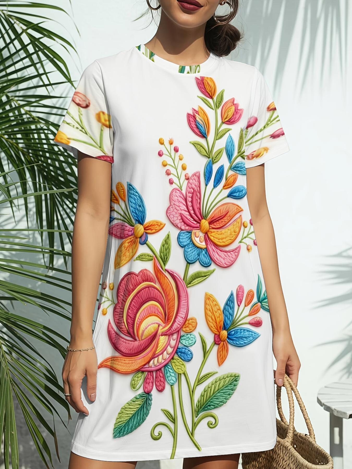 

Women S New Crew Neck Short Sleeve T-Shirt Dress. American Trend Digital Print. Casual And Versatile for Spring And Summer. Elegant And Chic Women 2XL дубильна кора