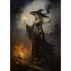 Witch Magical Art Print Witch with Full Moon Wall Decor Darkness Witches Painting Wall Decor Canvas Poster Dark Romantic Decor