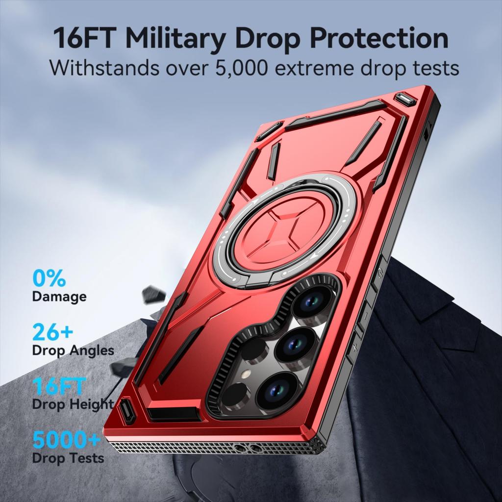 Applicable To Samsung S26Ultra Second-generation Gold Armor Mobile Phone Case S25FE Ring Magnetic Suction S24 Anti-drop Protective Case