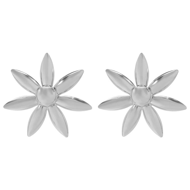 Exaggerated Metal Sunflower Stud Earrings for Women Vintage Gold Color Flower Geometric Statement Earrings Zircon Accessories