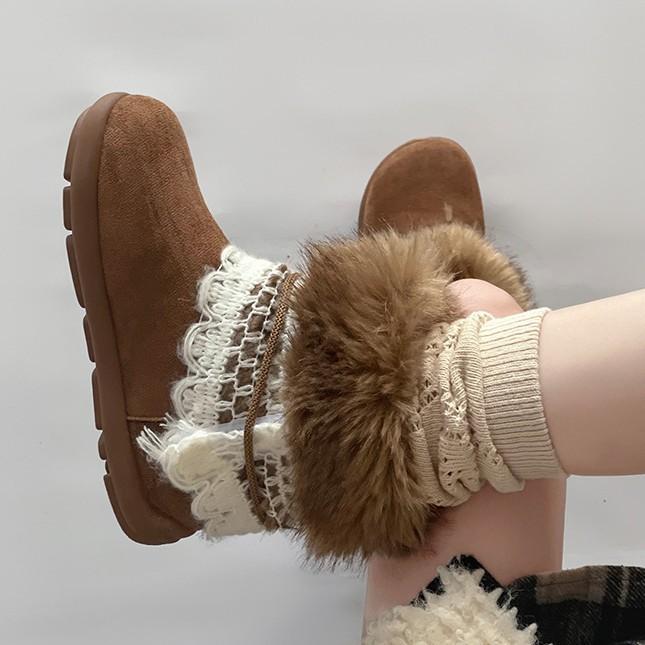 Fashion tribe Icelandic snow boots children autumn and winter 2025 new velvet platform Spice Girls wind tube cotton shoes