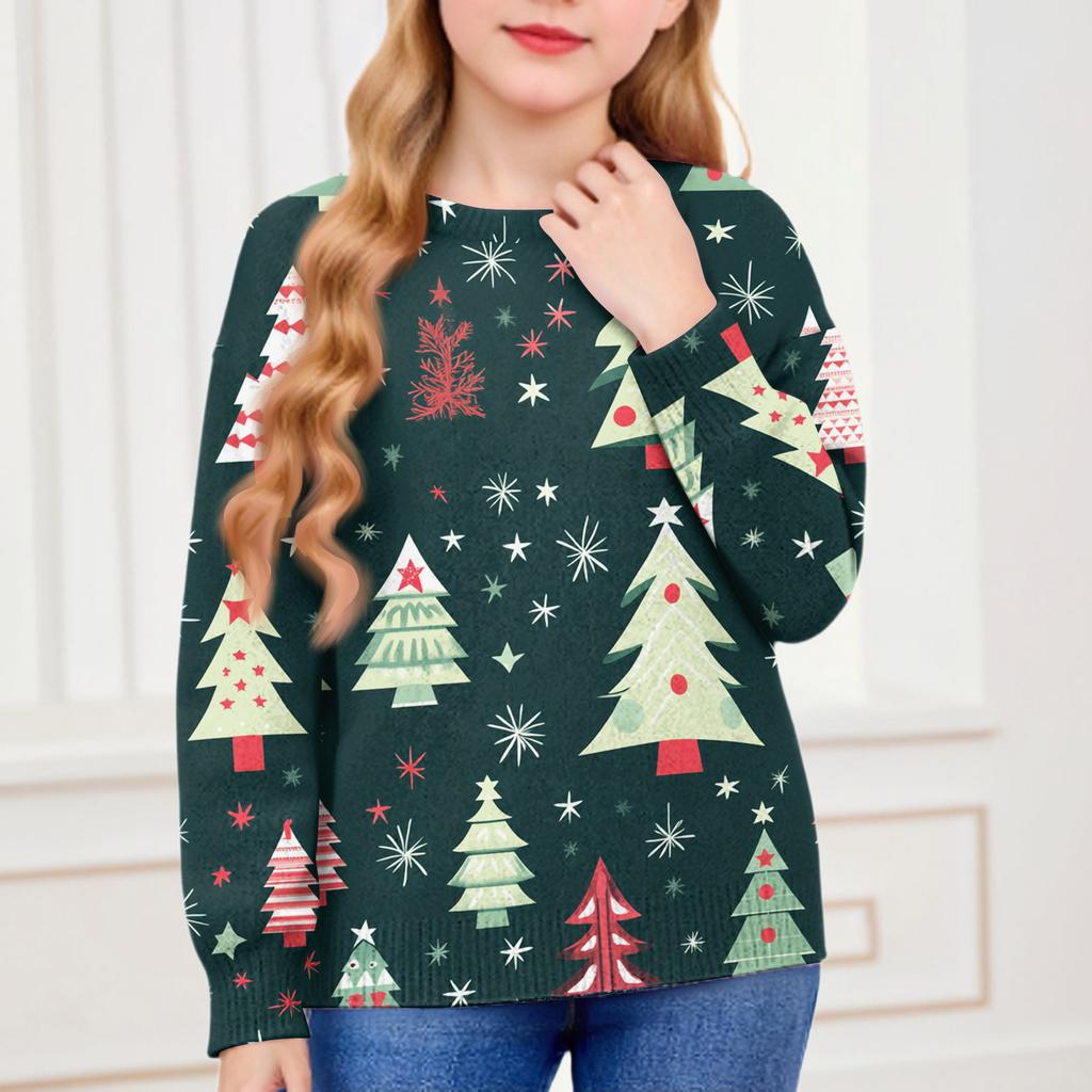 Vánoční mikiny pro děti chlapce a dívky pletený svetr roztomilé tričko podzimní kulatý výstřih pulovr topy