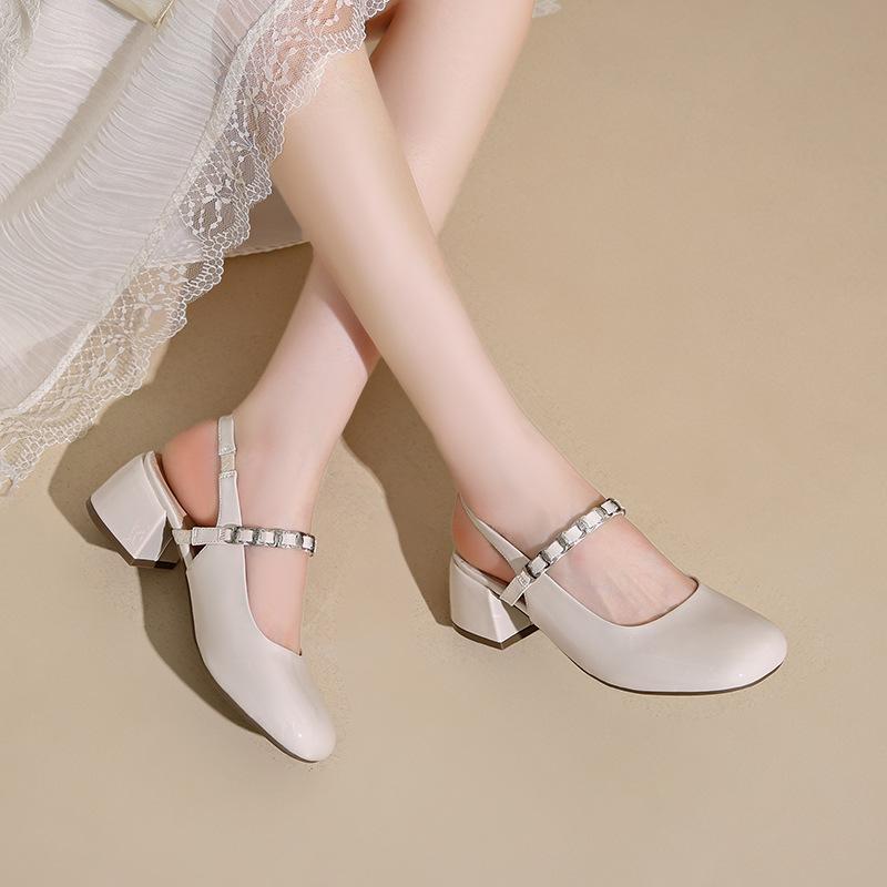 Fashion sandals 2025 summer new square head fashion light mouth foot thick heel Korean version spot high heels women's shoes