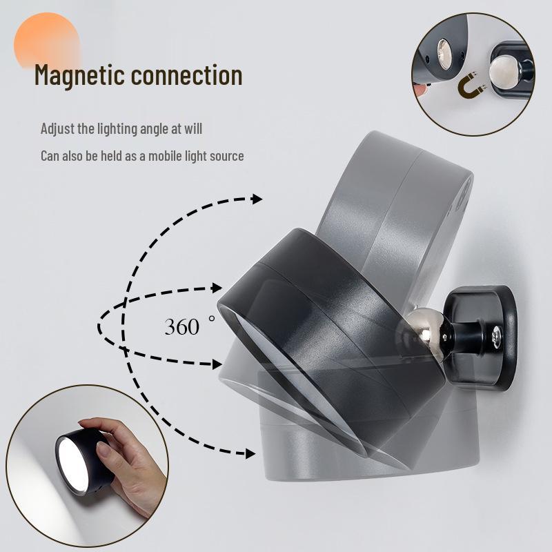 LED Magnetic Wall Lamp for Bedroom or Stairwell - Simple Cylinder Spotlight Night Light
