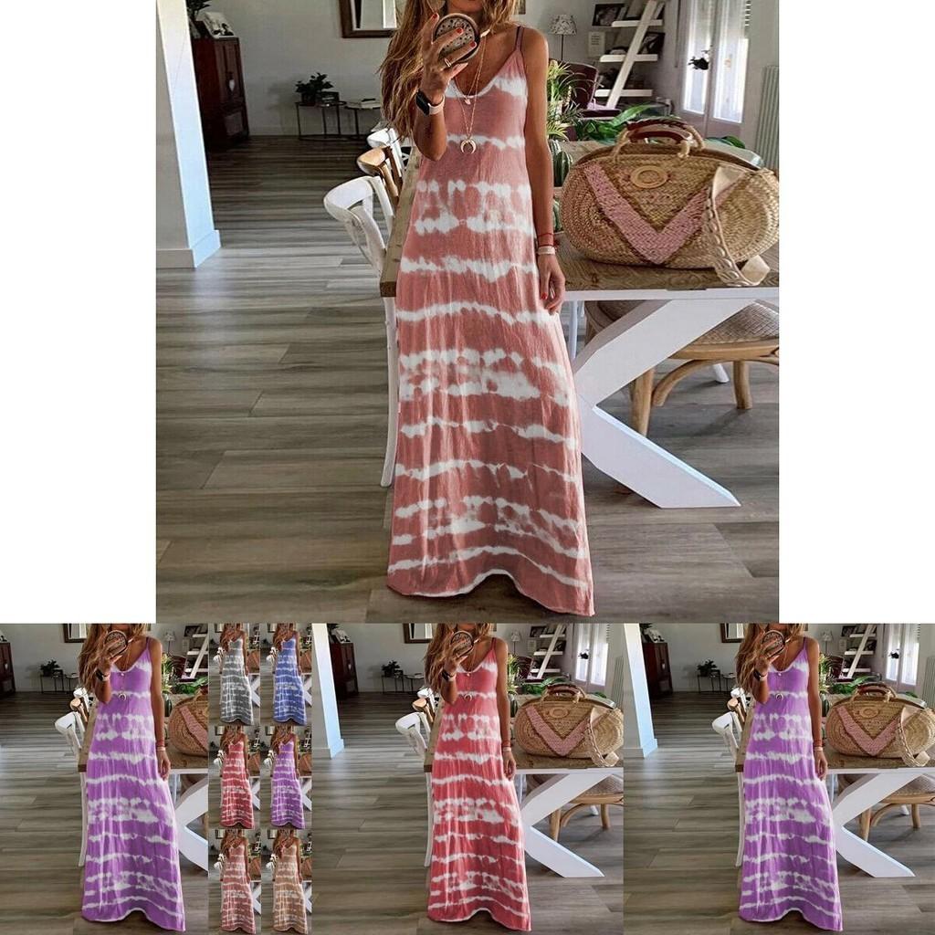 Women Summer Casual Long Maxi Dress With Fashionable Print For Beach Outings