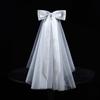 Single Layer Bride's White Headgear Romantic Bridal Headdress Elegant Long Satin Bow Veil  Wedding