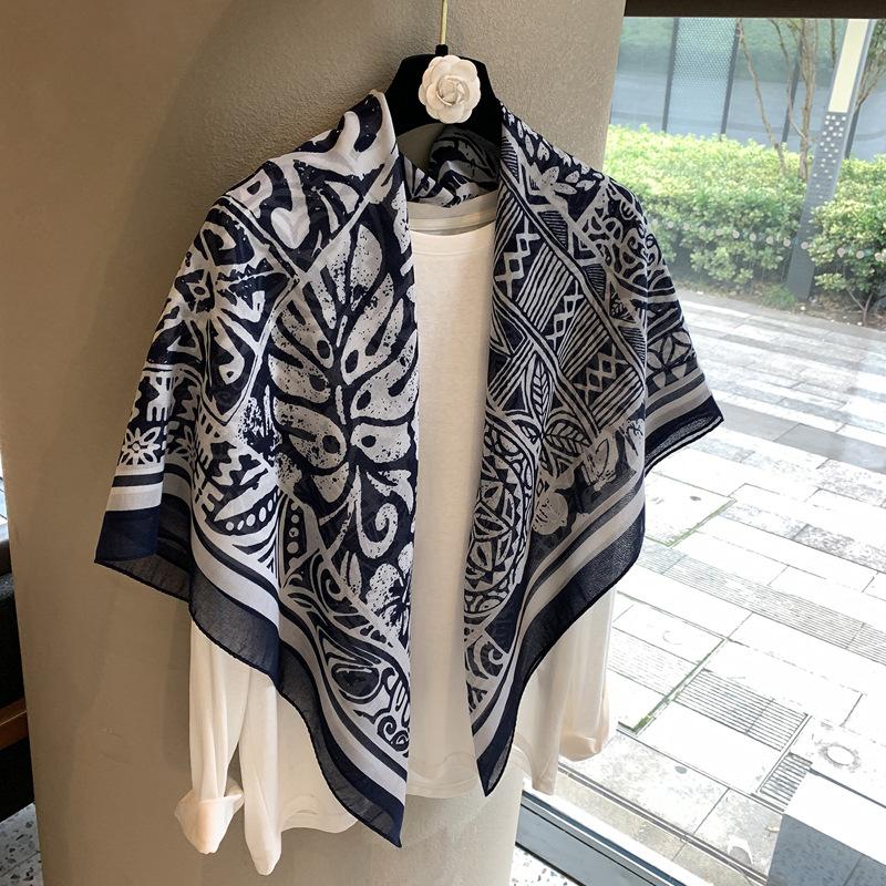 Vintage Polka Dot Printed Light And Thin Scarf Cotton Feel Square Scarf Sunshade Shawl Headscarf Belt Scarf Silk Scarf
