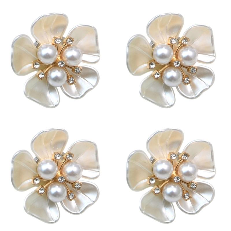 4 szt. Dekoracyjne Pokrywki na Guziki Koszuli Perły Cyrkonie Ozdobne Spinki do Mankietów Klipsy do Koszul Kurtki Sukienki Dekoracja