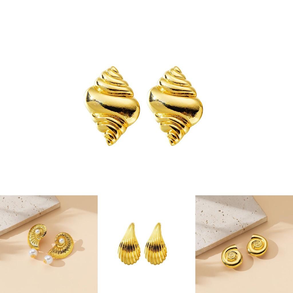 Chic Vintage Womens Earrings With Pearl And Shell Accents Geometric And Animal Designs