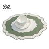 Washable Placemat Scalloped Linen Dining Table Mat Machine Wrinkle Colorful Free for Home Farmhouse Kitchen Restaurant Wavy Edge