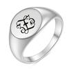 Stainless Steel 26 English Alphabet Printed Font Ring, Silver Color, Fashionable and Simple Titanium Steel Women's Ring