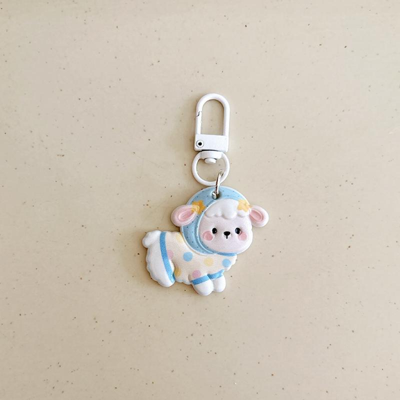 Cute Resin Sheep Keychain Animal Cartoon Funny Lamb Key Ring Creative Charm Bag Pendant Backpack Decoration